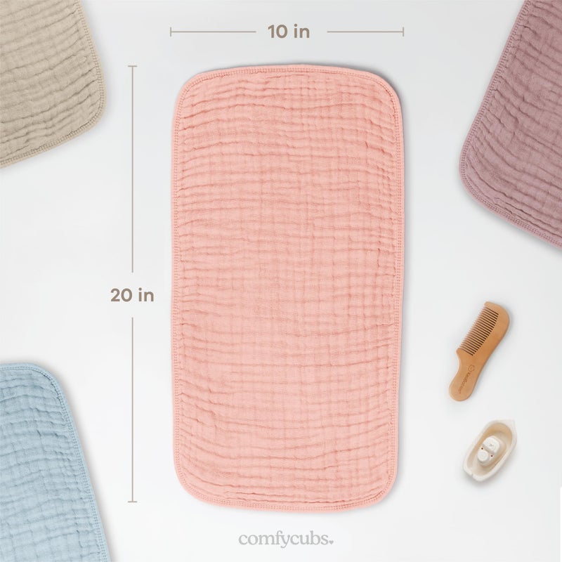 Comfy Cubs مناديل تجشؤ مريحة من كومفي كابس 20" × 10"، عبوة من 10 - كبيرة، 6 طبقات، فائقة الامتصاص 100% قطن لزلال الأطفال والفوضى - مناديل تجشؤ ناعمة وآمنة ولطيفة للأطفال الأولاد والبنات - لون وردي جريء - Image 3