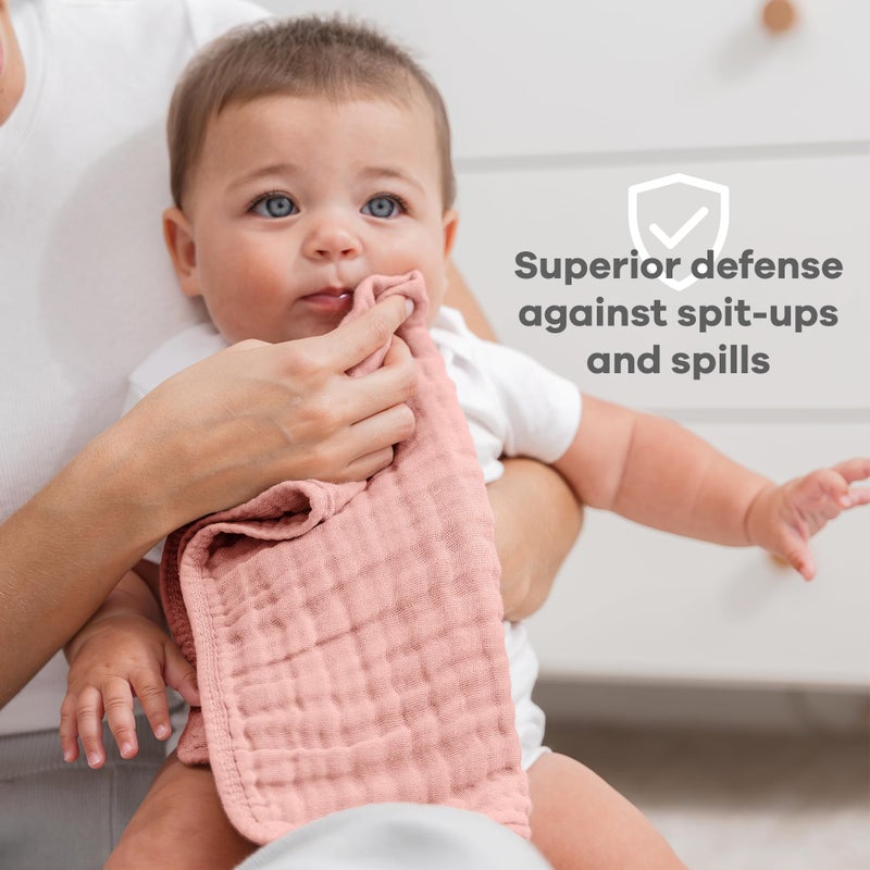 Comfy Cubs مناديل تجشؤ مريحة من كومفي كابس 20" × 10"، عبوة من 10 - كبيرة، 6 طبقات، فائقة الامتصاص 100% قطن لزلال الأطفال والفوضى - مناديل تجشؤ ناعمة وآمنة ولطيفة للأطفال الأولاد والبنات - لون وردي جريء - Image 4