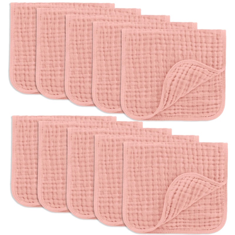 Comfy Cubs مناديل تجشؤ مريحة من كومفي كابس 20" × 10"، عبوة من 10 - كبيرة، 6 طبقات، فائقة الامتصاص 100% قطن لزلال الأطفال والفوضى - مناديل تجشؤ ناعمة وآمنة ولطيفة للأطفال الأولاد والبنات - لون وردي جريء - Image 1