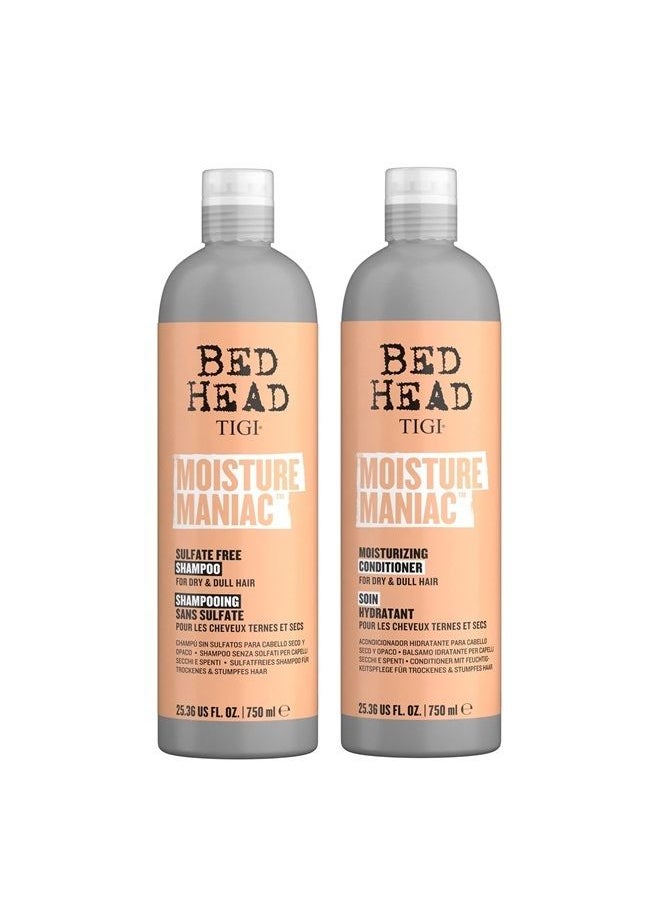 TIGI - Bed Head by TIGI Shampoo and Conditioner For Dry Hair Moisture Maniac Sulfate-Free Shampoo & Moisturizing Conditioner with Argan Oil 25.36 fl oz 2 count - Image 1