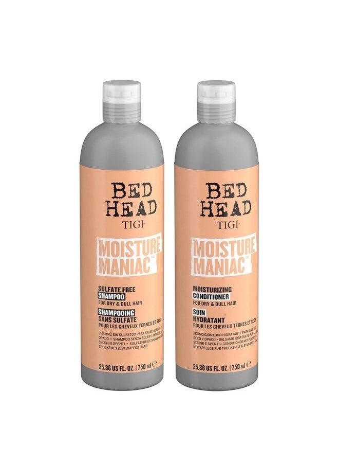 TIGI - Bed Head by TIGI Shampoo and Conditioner For Dry Hair Moisture Maniac Sulfate-Free Shampoo & Moisturizing Conditioner with Argan Oil 25.36 fl oz 2 count - Image 1