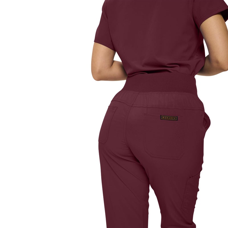 MONARCH UNIFORMS Stretchy Scrubs Women's Jogger Scrub Set In Regular and Petite Jogger Scrubs with Tuck-In Top for Women(Burgundy-S) - Image 4