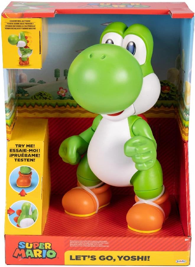 Super Mario - SUPER MARIO Let's Go, Yoshi! 12-Inch-Tall Interactive Action Figure with 20+ Iconic Sounds & Music - Officially Licensed by Nintendo - Image 1