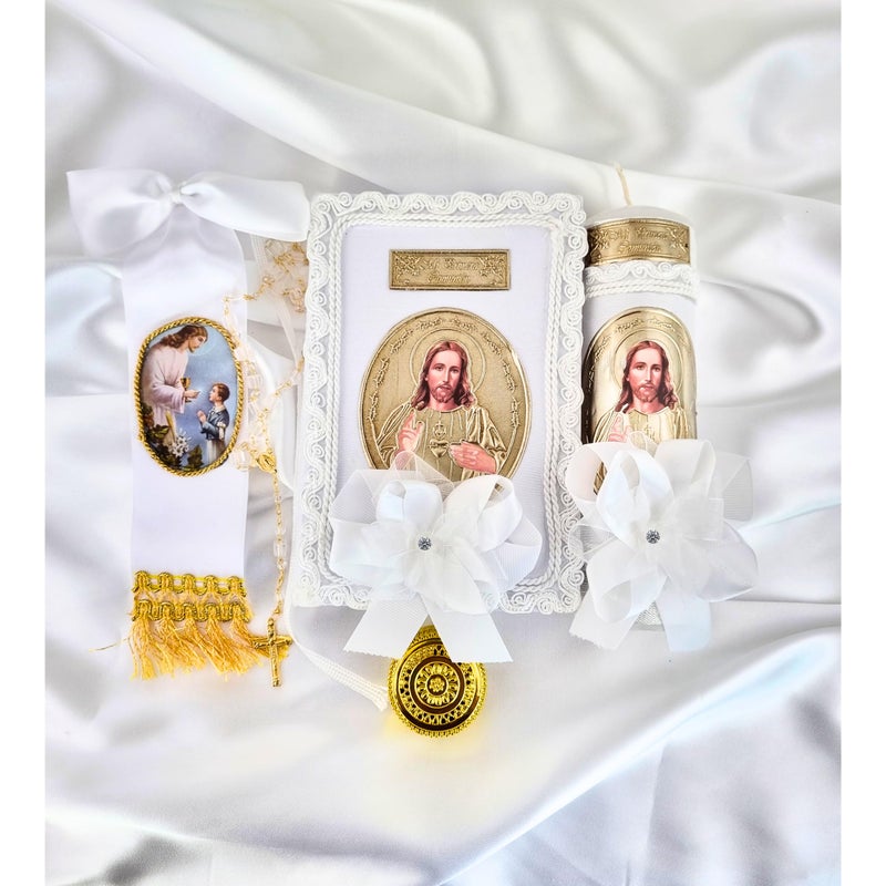 Nuestra Fe First Communion Candle and Bible - Biblia y Vela de Primera comunión para niño (Boy) - Image 1
