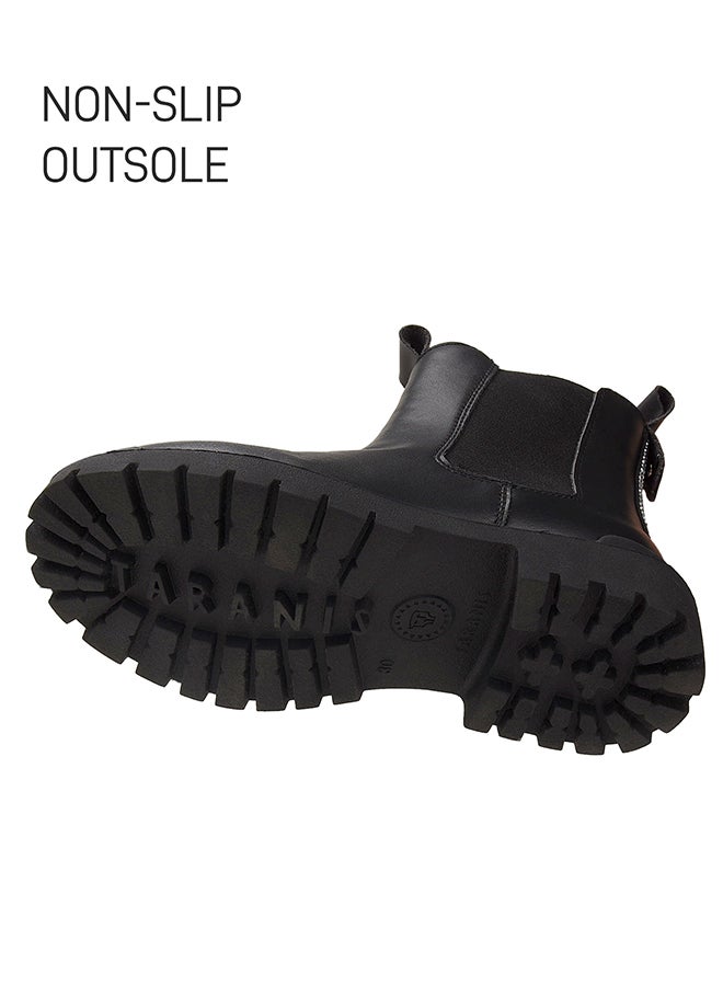 Taranis Kids' Black Ankle Boots Minimalist Leather Short Boots for Children - Image 5