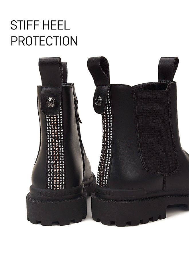 Taranis Kids' Black Ankle Boots Minimalist Leather Short Boots for Children - Image 4