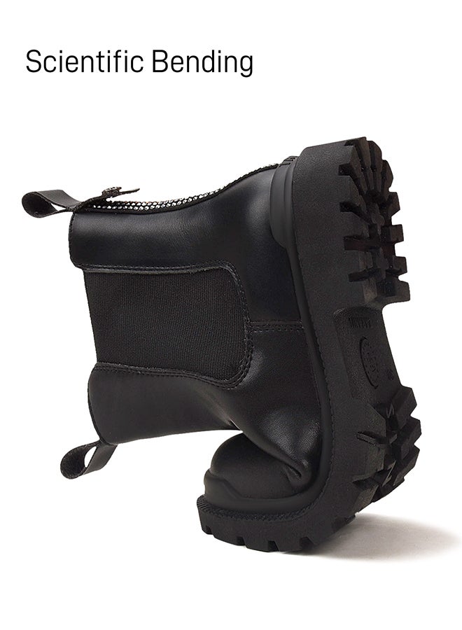 Taranis Kids' Black Ankle Boots Minimalist Leather Short Boots for Children - Image 3