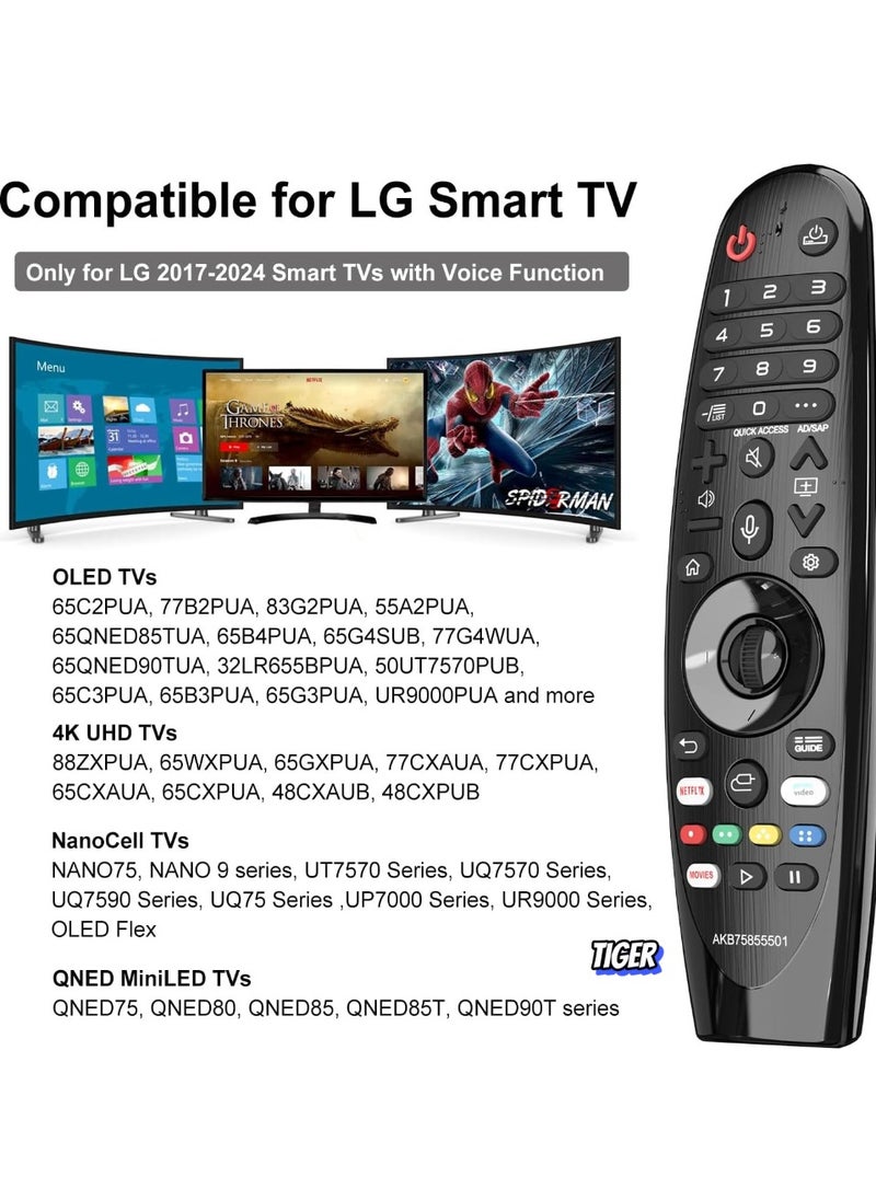 TIGER - Replacement for LG MR20GA Magic Remote Control – Compatible with LG 2017-2024 Smart TVs, Voice Control, Air Mouse Function, Easy Navigation, Universal Magic Remote - Image 1
