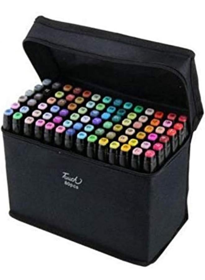 قلم تحديد احترافي مقاوم للماء من تاتش فايف، برأسين، 80 لونًا، مثالي للفنون والرسم والتلوين ورسم المانجا والتصميم. - Image 1