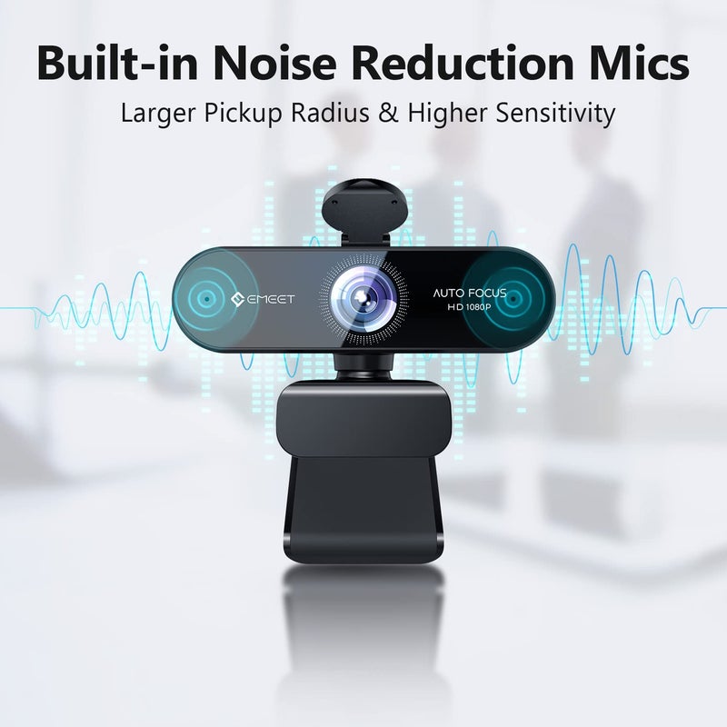 EMEET HD Webcam 1080P, USB Webcam with Privacy Cover & 2 Noise-Canceling Mics, Fast AutoFocus, Nova 96°FOV Wide Angle Webcam, Plug & Play Camera for Computer for Zoom/Skype, Meeting/Online Classes - Image 4