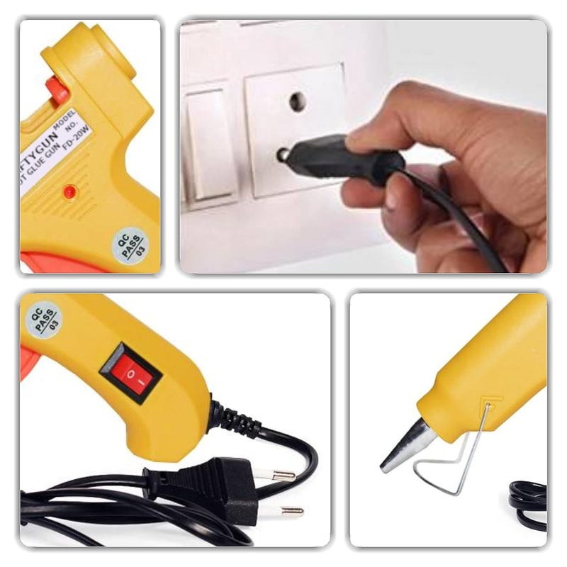 CRAFTYGUN CRAFTYGUN YELLOW MINI 20 WATT HOT MELT GLUE GUN WITH 20 GLUE STICKS  - Image 4