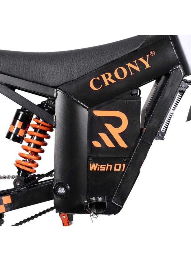 Crony WISH-01 1500W Electric Dirt Bike for Teens/Adults – 70Kilo/H High-Speed Off-Road E-Motocross Bike with 48V/25AH Lithium Battery, 60KM Long-Range, Dual Disc Brakes, Front & Rear Suspension, Brushless Motor, All-Terrain Tires, LED Headlamp, Rearview Mirror, Mobile Holder – Powerful Electric Trail Bike for Teens & Adults, Eco-Friendly Motocross Scooter - Image 4