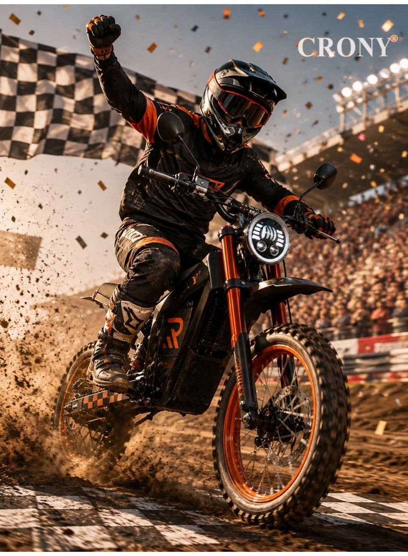 Crony WISH-01 1500W Electric Dirt Bike for Teens/Adults – 70Kilo/H High-Speed Off-Road  Bike with 48V/25AH Lithium Battery, 60KM Long-Range, Dual Disc Brakes, Front & Rear Suspension, Brushless Motor, All-Terrain Tires, LED Headlamp, Rearview Mirror, Mobile Holder – Powerful Electric Trail Bike for Teens & Adults, Eco-Friendly Scooters - Image 5