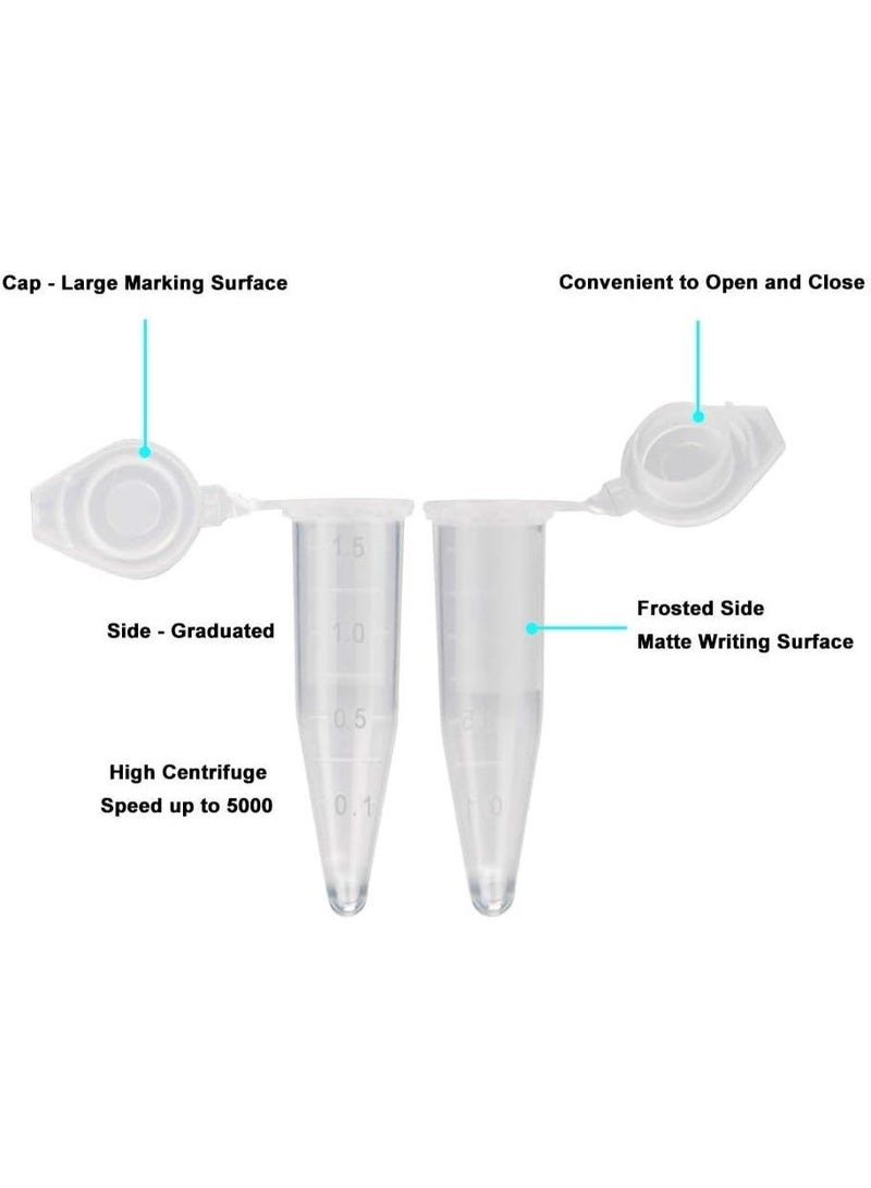 Protect Centrifuge Tube 1.5ml Micro Eppendorf Type | PP Polypropylene Lab Tube | Leak Proof Snap Cap | Clear Graduated Microcentrifuge Tube for Laboratory & Research Use - Image 5