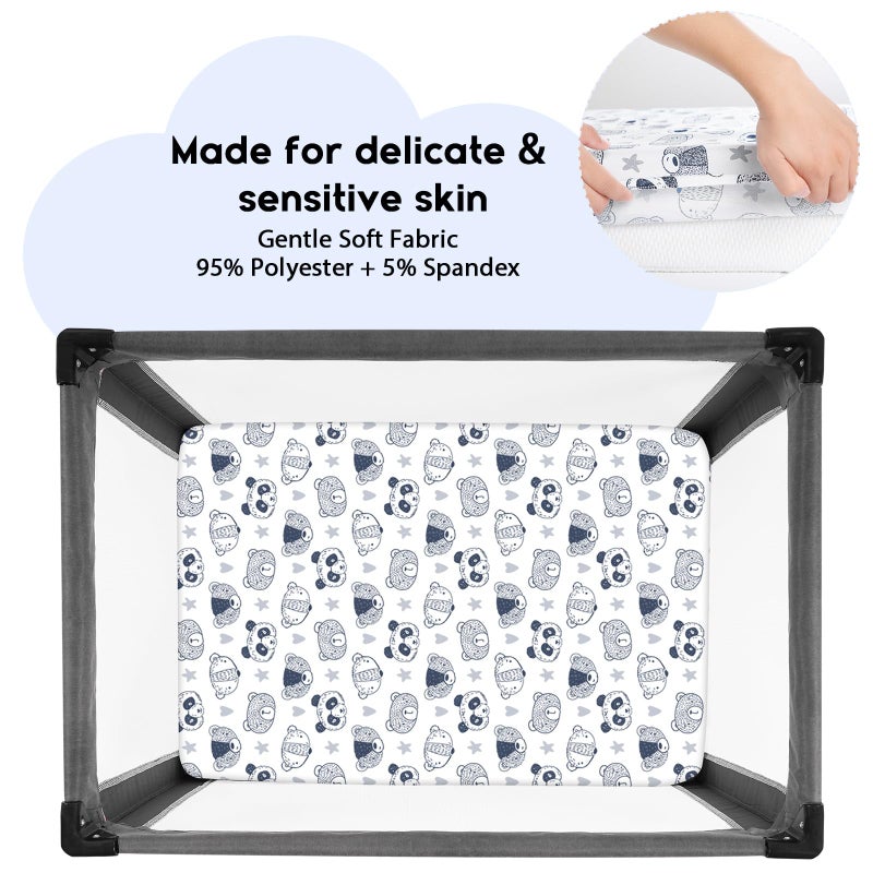 Yoofoss Pack and Play Sheets Fitted, Mini Crib Sheets 2-Pack for Pack N Play Mattress, Stretchy Playard Sheet, Soft and Breathable (Panda) - Image 2