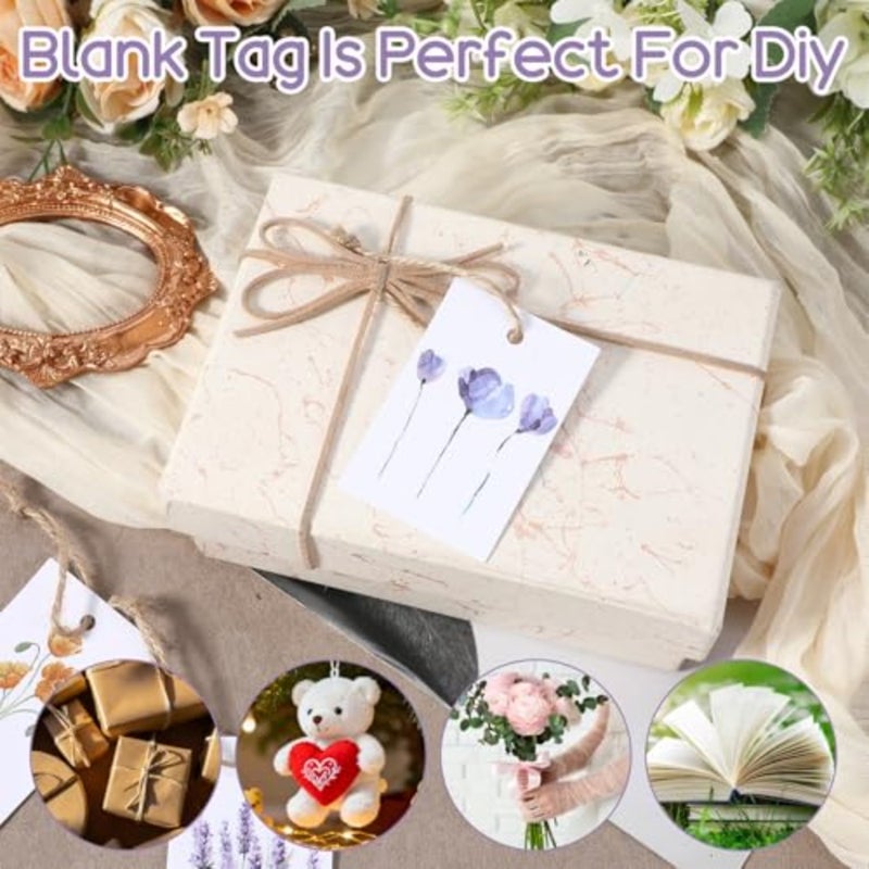 50 Pcs Floral Blank Gift Tags with String 5 Style Paper Gift Tags 2 x 3 in Elegant Watercolor Floral Paper Tags with Strings Set for Wedding Bridal Shower Birthday Party Favor Decor Supplies - Image 2