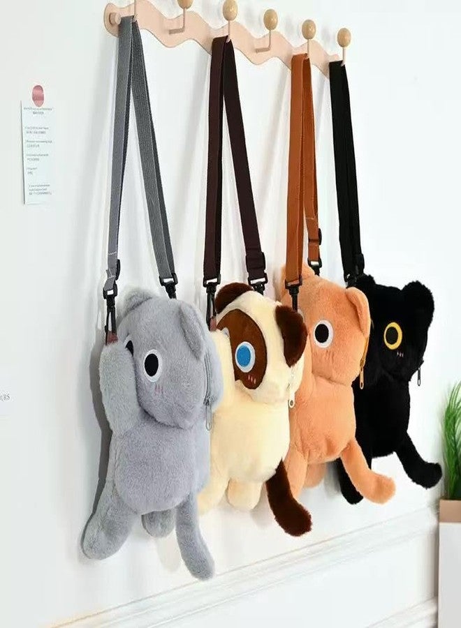 Ueeksry Adorable Cat Plush Shoulder Bag - Kawaii Animal Shape Crossbody Bag, Novelty Purse Wallet Messenger Bag (Gray) - Image 4