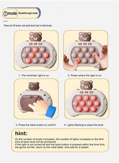 Bebiland Bear Shaped Handheld Game for Kids, Puzzle Pop Light Up Game Toy for Fidget Stress Relief, Brown  - Image 3