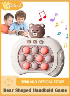 Bebiland Bear Shaped Handheld Game for Kids, Puzzle Pop Light Up Game Toy for Fidget Stress Relief, Brown  - Image 1