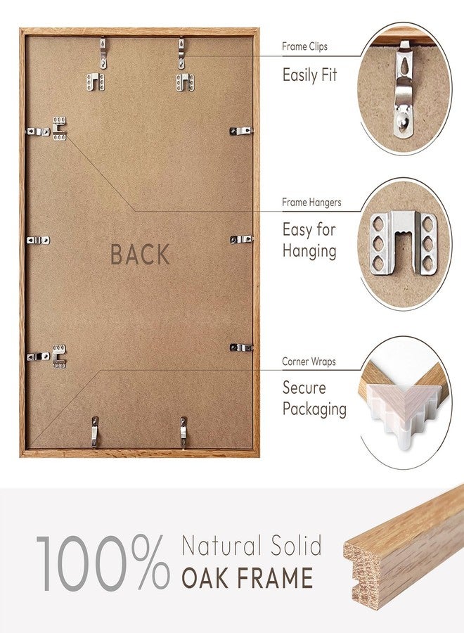 wallwisy 16x20 Picture Frame, Solid Oak 16x20 Picture Frame with Mat, 20x16 Natural Wood Frame for Wall Art Photo, Set of 1 - Image 4