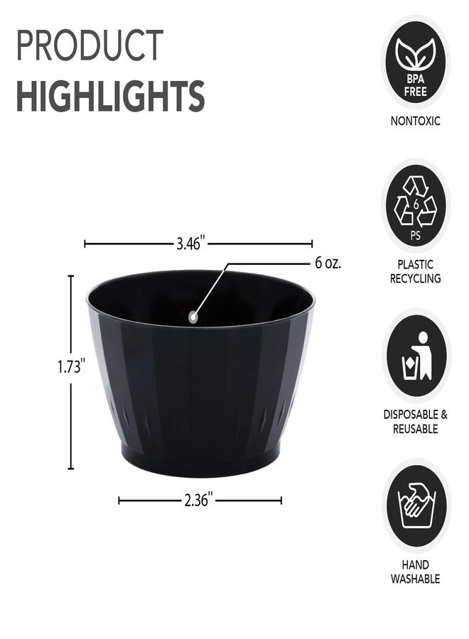 Party Essentials Deluxe/Elegance Quality Plastic 6-Ounce Fruit/Nut/Dessert Small Bowls, Black, 60-Count - Image 2