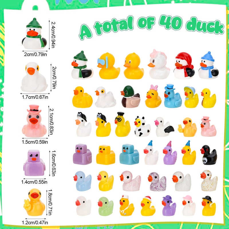 GGSTDDUP 40Pcs Multicolor Mini Resin Ducks, Mini Animals Figures to Hide, Resin Ducks Bulk for Birthday Party Fairy Garden Dollhouse Terrariums Potted - Image 2