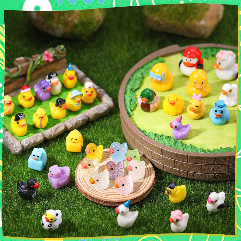 GGSTDDUP 40Pcs Multicolor Mini Resin Ducks, Mini Animals Figures to Hide, Resin Ducks Bulk for Birthday Party Fairy Garden Dollhouse Terrariums Potted - Image 3