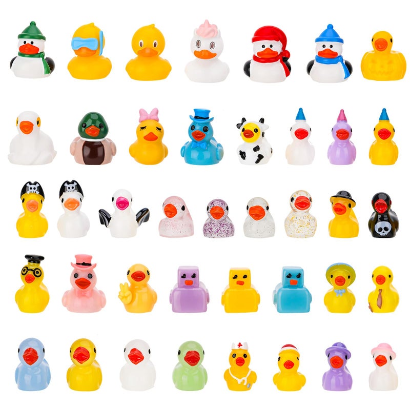 GGSTDDUP 40Pcs Multicolor Mini Resin Ducks, Mini Animals Figures to Hide, Resin Ducks Bulk for Birthday Party Fairy Garden Dollhouse Terrariums Potted - Image 1