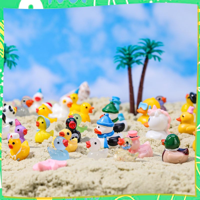 GGSTDDUP 40Pcs Multicolor Mini Resin Ducks, Mini Animals Figures to Hide, Resin Ducks Bulk for Birthday Party Fairy Garden Dollhouse Terrariums Potted - Image 4