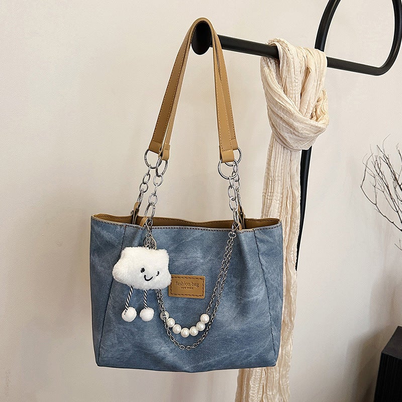 Cartoon Bear Large Capacity Tote Bag Diy Handmade Woven Bag Homemade Material Bag Hand-Stitched Shoulder Bag - Image 5