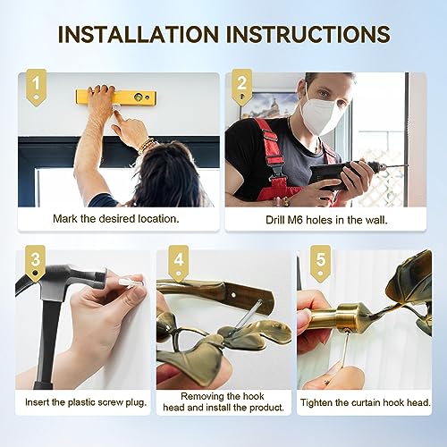HIKMLK 2pcs Handmade Leaf Curtain Tiebacks - Antique Brass Botanical Holdbacks & Side Holders, Brushed Metallic LacquerWall Mounted Pull Backs for Fresh Drapes Window Decor - Image 5