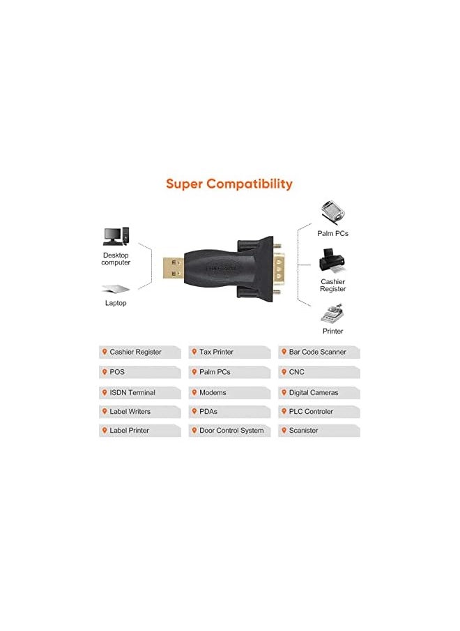 CableCreation - To Rs232 Adapter With Ftdi Chipset, Cablecreation Usb 2.0 Male To Rs232 Female Db9 Serial Converter For Cashier Register,Modem,Scanner,Industriual Machinery,Cnc And Above,Black - Image 1