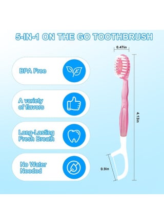 5 in 1 Toothbrush & Floss, 26Pcs mini toothbrushes with Toothpaste, All in one Oral Care on The go, 5 in 1 mini Brush, Toothpaste and Floss, Disposable Travel Toothbrush Set - view 2