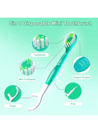 5 in 1 Toothbrush & Floss, 26Pcs mini toothbrushes with Toothpaste, All in one Oral Care on The go, 5 in 1 mini Brush, Toothpaste and Floss, Disposable Travel Toothbrush Set - view 3