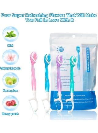 5 in 1 Toothbrush & Floss, 26Pcs mini toothbrushes with Toothpaste, All in one Oral Care on The go, 5 in 1 mini Brush, Toothpaste and Floss, Disposable Travel Toothbrush Set - view 5