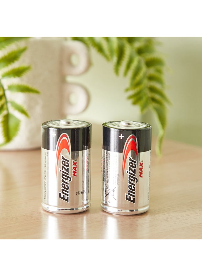 Energizer مجموعة بطاريات قلوية من نوع D من MAX مكونة من قطعتين مقاس 3.5 × 11 × 9.5 سم - Image 1