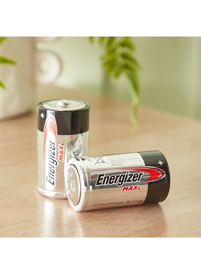 Energizer مجموعة بطاريات قلوية من نوع D من MAX مكونة من قطعتين مقاس 3.5 × 11 × 9.5 سم - Image 2