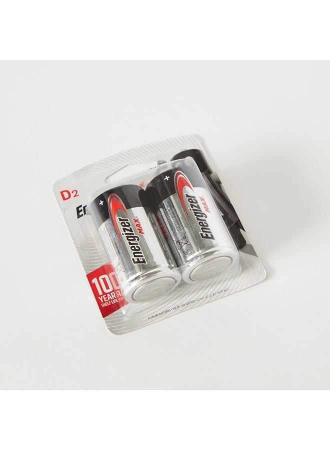 Energizer مجموعة بطاريات قلوية من نوع D من MAX مكونة من قطعتين مقاس 3.5 × 11 × 9.5 سم - Image 3