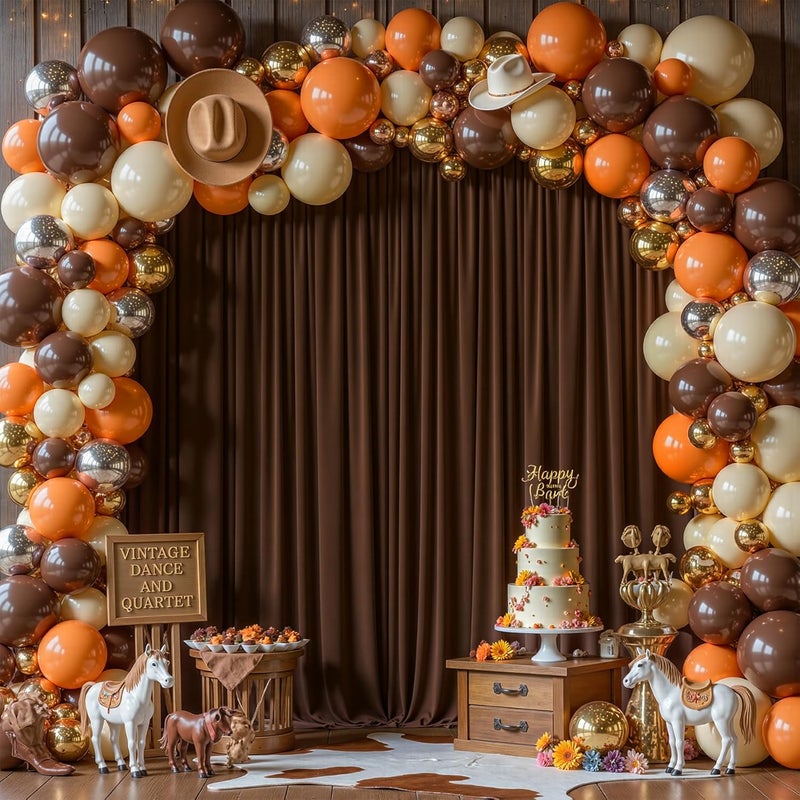 PARTISKY 8x10FT Dark Brown Backdrop Curtains for Wedding Parties, Wrinkle Free Polyester Photography Backdrop Drapes for Baby Shower Birthday Parties Stage Background Stand Decorations 4x10ft,2 Panels - Image 1