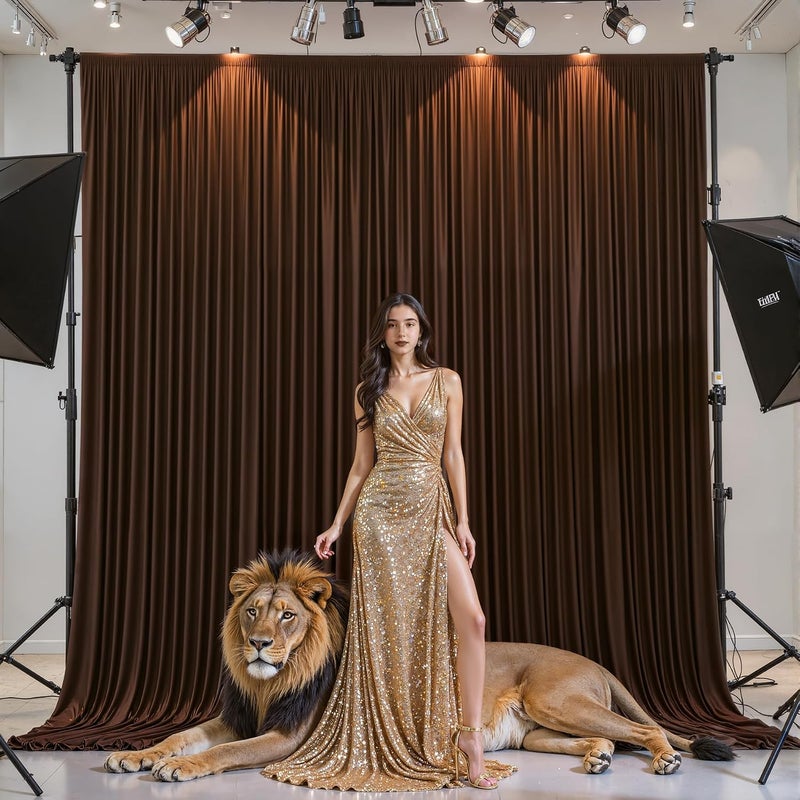 PARTISKY 8x10FT Dark Brown Backdrop Curtains for Wedding Parties, Wrinkle Free Polyester Photography Backdrop Drapes for Baby Shower Birthday Parties Stage Background Stand Decorations 4x10ft,2 Panels - Image 5