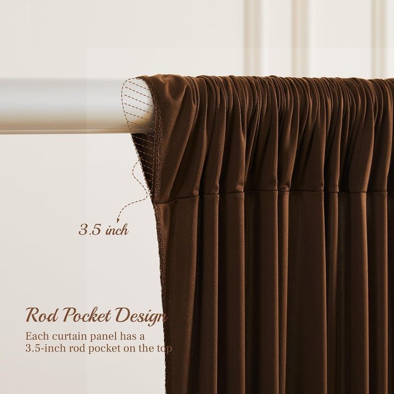 PARTISKY 8x10FT Dark Brown Backdrop Curtains for Wedding Parties, Wrinkle Free Polyester Photography Backdrop Drapes for Baby Shower Birthday Parties Stage Background Stand Decorations 4x10ft,2 Panels - Image 2