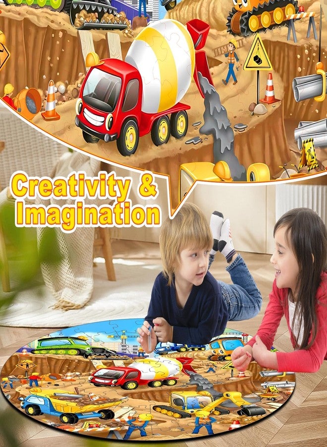 EggSun 71Pcs Christmas Construction Vehicle Floor Puzzle for Kids 3,4,5,6,7,8,Educational Building Jigsaw Puzzles with Excavator Dumper Monster Truck for Ages 3-5,Learning Toys Gift for Girls and Boys - Image 5