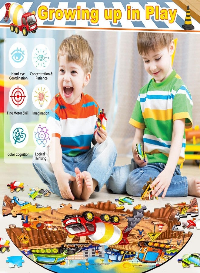 EggSun 71Pcs Christmas Construction Vehicle Floor Puzzle for Kids 3,4,5,6,7,8,Educational Building Jigsaw Puzzles with Excavator Dumper Monster Truck for Ages 3-5,Learning Toys Gift for Girls and Boys - Image 4