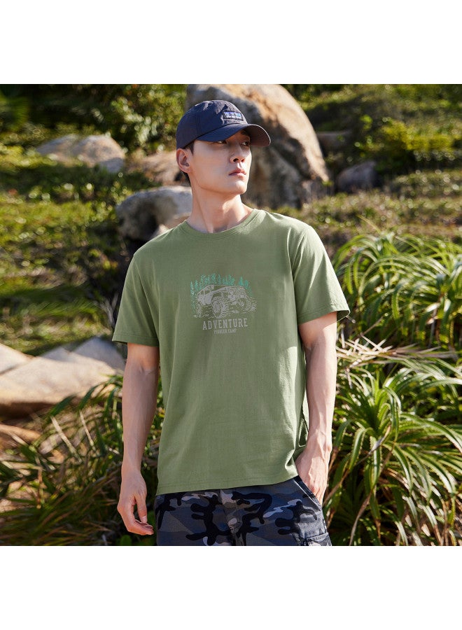 Pure Cotton Outdoor Mountain Style】loose-fit Youth Minimalist Short-sleeve Top Sporty Casual Round-neck T-shirt - Image 2