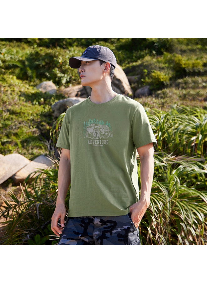 Pure Cotton Outdoor Mountain Style】loose-fit Youth Minimalist Short-sleeve Top Sporty Casual Round-neck T-shirt - Image 3