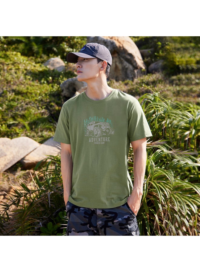 Pure Cotton Outdoor Mountain Style】loose-fit Youth Minimalist Short-sleeve Top Sporty Casual Round-neck T-shirt - Image 5