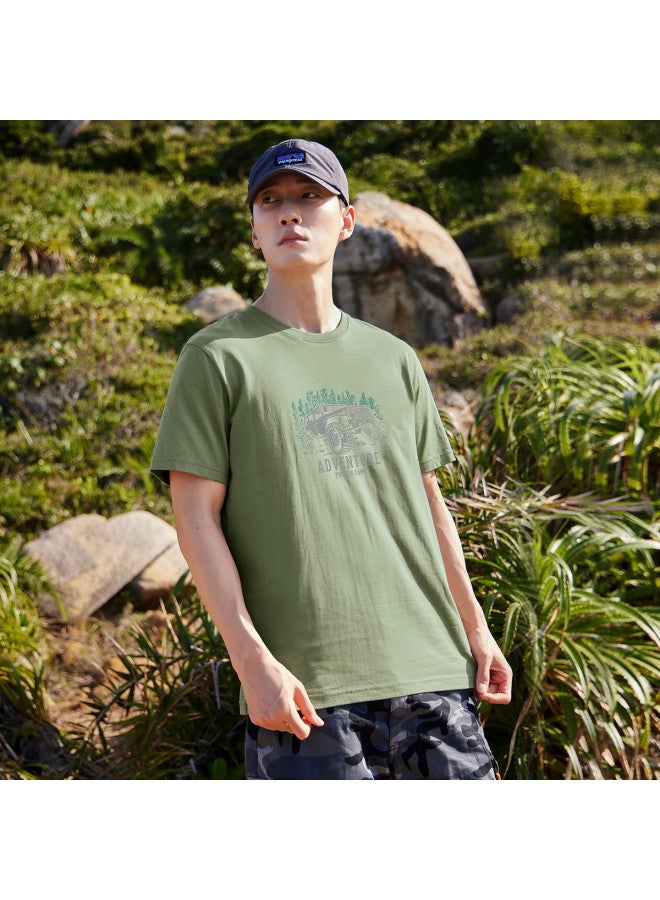 Pure Cotton Outdoor Mountain Style】loose-fit Youth Minimalist Short-sleeve Top Sporty Casual Round-neck T-shirt - Image 4