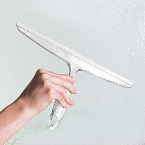 InterDesign iDesign Plastic Bath Squeegee for Glass with Suction Hook Holder – 12", Clear - Image 5