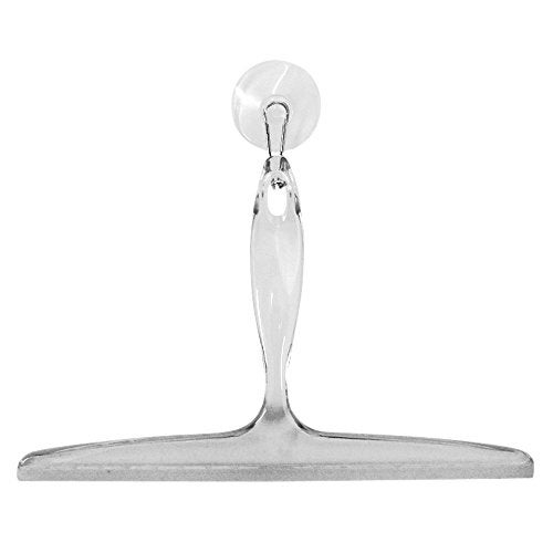InterDesign iDesign Plastic Bath Squeegee for Glass with Suction Hook Holder – 12", Clear - Image 1