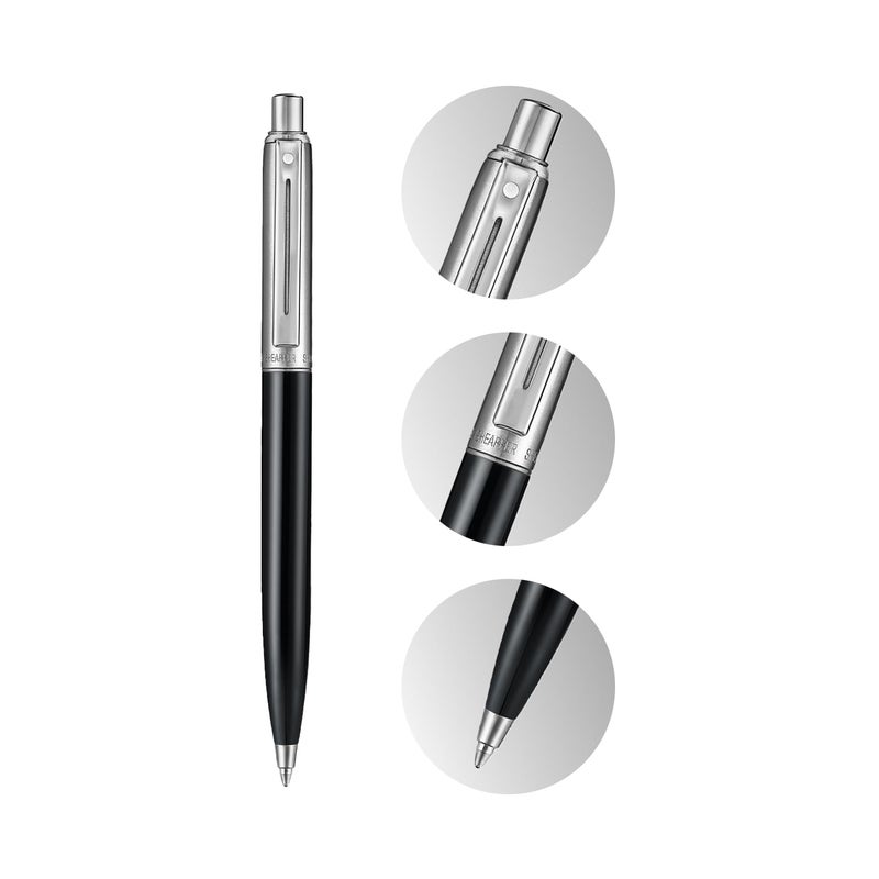 SHEAFFER قلم شيفر سنتينل 332 أسود لامع مع غطاء كروم وزخارف مطلية بالكروم - Image 2
